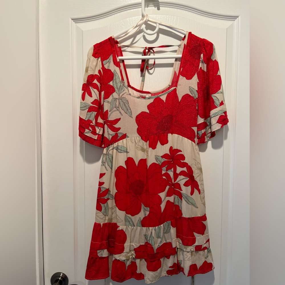 Darling Boutique Brand BOG Collective Red Flower Dress - size XS - like new